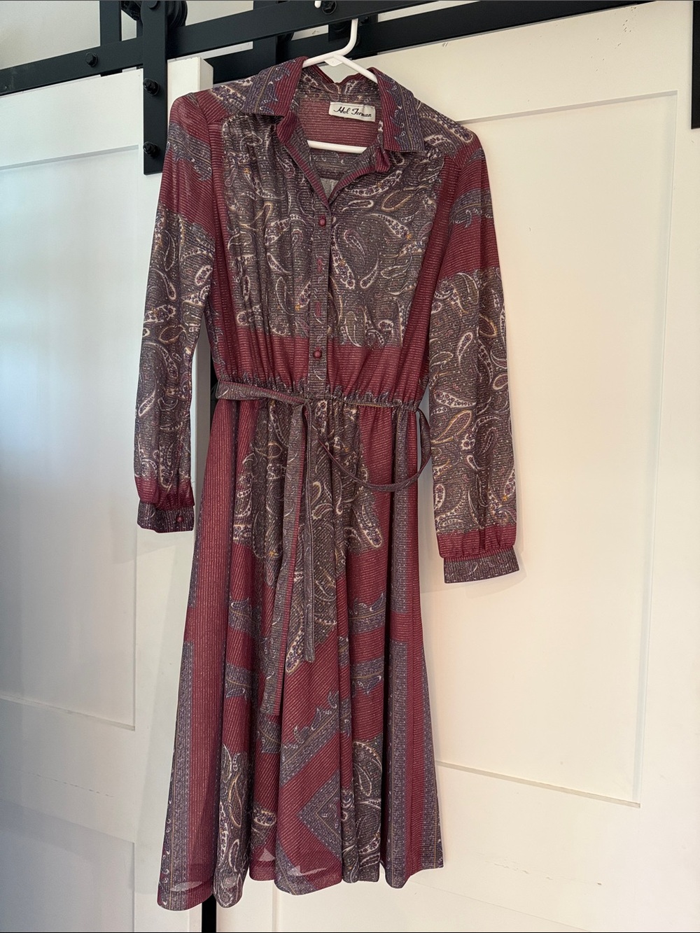 Hal Ferman Shirt Dress in Burgundy Paisley